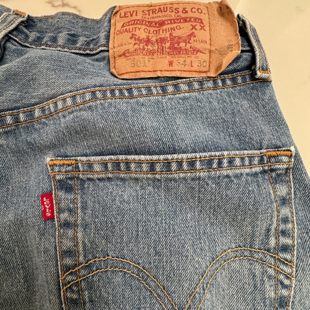 Vintage Levi's 501 Jeans 32x30 Blue Straight Leg Button Fly Retro Grunge Rugged - Picture 11 of 15